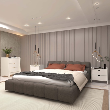 Manhattan Comfort Coney 3-Piece Dresser and 2 Nightstands in White 188GMC1